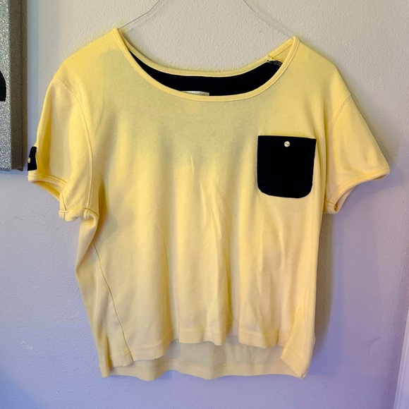 Christopher & Banks Yellow knit shirt with black pocket - Picture 1 of 5